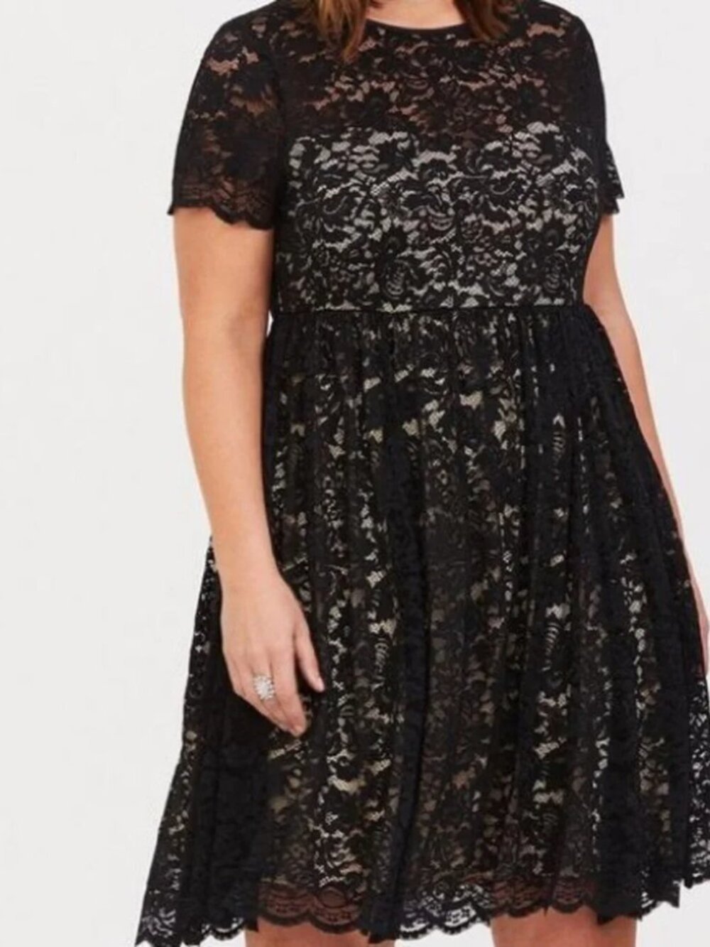 Torrid Black Lace Illusion Neck Skater Dress